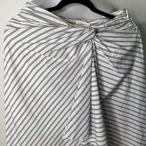 NWT A.L.C. Women's White Black Striped Wrap Asymmetrical Skirt Size 8 - Picture 5 of 15